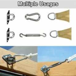 Shade Sail Fixing Kit, 44 Pcs Stainless Mounting Kit Sail Shade Fixings, Hardware Fixing Accessories Kit For Square Rectangle And Triangular Awnings -Outdoor Furniture Store 97690286 4