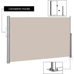 1.8x3M Retractable Folding Side Awning Screen Garden Privacy Divider Wind Fence -Outdoor Furniture Store 97797642 4