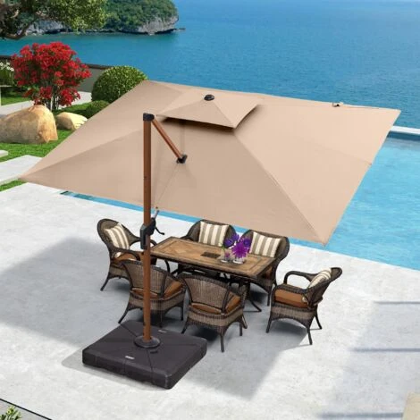 PURPLE LEAF Garden Cantilever Parasol, Large Rectangular Overhanging Patio Umbrella With Crank Handle For Balcony 4 PURPLE LEAF Garden Cantilever Parasol, Large Rectangular Overhanging Patio Umbrella With Crank Handle For Balcony - Image 2