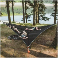 Large Triangle Aerial Hammock For Camping Tree Multi-Person Portable Hammock Design For 3 People For Travel Backyard Outdoor Garden Camping