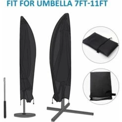 Waterproof Garden Umbrella Cover With Zipper And Water Resistant Fabric Dark Black 2 -Outdoor Furniture Store 97927981 4