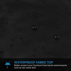 Waterproof Garden Umbrella Cover With Zipper And Water Resistant Fabric Dark Black 2 -Outdoor Furniture Store 97927981 5