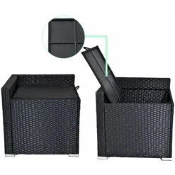 Outdoor Modular Lounge Sofa Set With Storage Box 4 Seater - Black -Outdoor Furniture Store 97952096 3