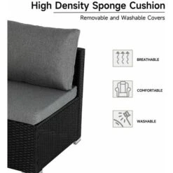 Outdoor Modular Lounge Sofa Set With Storage Box 4 Seater - Black -Outdoor Furniture Store 97952096 4