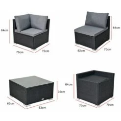 Outdoor Modular Lounge Sofa Set With Storage Box 4 Seater - Grey -Outdoor Furniture Store 97952103 5
