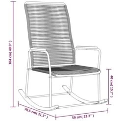 Garden Rocking Chair Black 59x79.5x104 Cm PVC Rattan VidaXL 9 Garden Rocking Chair Black 59x79.5x104 Cm PVC Rattan VidaXL -Outdoor Furniture Store 98097935 3
