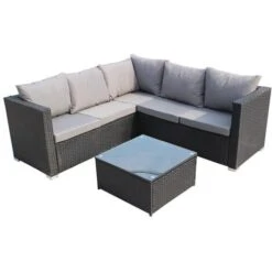 BIRCHTREE Rattan Furniture Set RFS08 Black -Outdoor Furniture Store 98189103 3