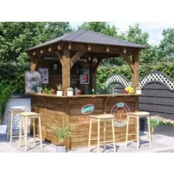 Garden Bar Wooden Outdoor Pub Shed Gazebo Kiosk Counter Heavy Duty Pressure Treated Barzebo 2.5m X 2.5m Leviathan L