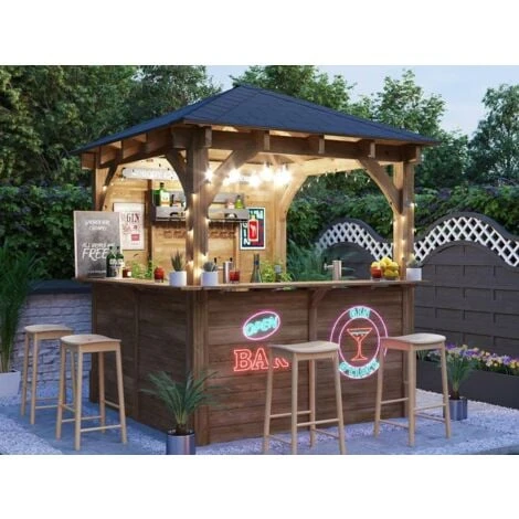 Garden Bar Wooden Outdoor Pub Shed Gazebo Kiosk Counter Heavy Duty Pressure Treated Barzebo 2.5m X 2.5m Leviathan L 4 Garden Bar Wooden Outdoor Pub Shed Gazebo Kiosk Counter Heavy Duty Pressure Treated Barzebo 2.5m X 2.5m Leviathan L - Image 2