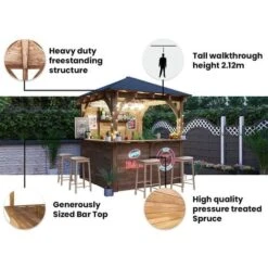 Garden Bar Wooden Outdoor Pub Shed Gazebo Kiosk Counter Heavy Duty Pressure Treated Barzebo 2.5m X 2.5m Leviathan L 9 Garden Bar Wooden Outdoor Pub Shed Gazebo Kiosk Counter Heavy Duty Pressure Treated Barzebo 2.5m X 2.5m Leviathan L -Outdoor Furniture Store 98191087 3