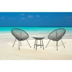 Evre Goa Acapulco Styled Garden Furniture Set Bistro Patio Indoor Outdoor Pebble Grey
