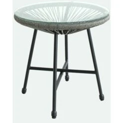 Evre Goa Acapulco Styled Garden Furniture Set Bistro Patio Indoor Outdoor Pebble Grey 9 Evre Goa Acapulco Styled Garden Furniture Set Bistro Patio Indoor Outdoor Pebble Grey -Outdoor Furniture Store 98474405 4