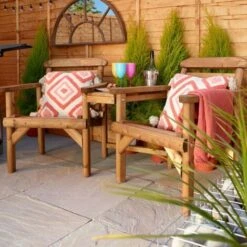 Woodshaw Thornton Wooden Rustic Alcove Companion Love Seat Garden Chair 2 Seater -Outdoor Furniture Store 98505880 3