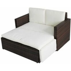 Evre Outdoor Rattan Garden Sofa Furniture Set Love Bed Two Seater - Brown -Outdoor Furniture Store 9858912 4