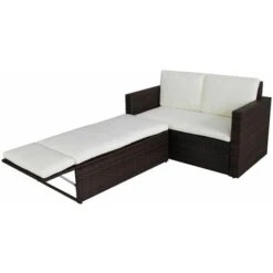 Evre Outdoor Rattan Garden Sofa Furniture Set Love Bed Two Seater - Brown -Outdoor Furniture Store 9858912 5