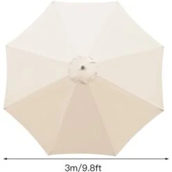 Replacement Cover For Parasol, 8 Ribs, 3 M, Waterproof, Anti-UV, Replacement Fabric, Beige -Outdoor Furniture Store 98663812 4
