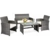 4 PCS Patio Furniture Set PE Rattan Outdoor Wicker Patio Bistro Conversation Set -Outdoor Furniture Store 98742323 1