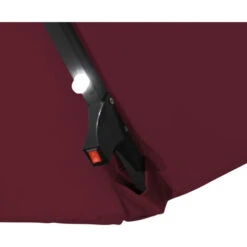 3m LED Banana Garden Parasol Sun Shade Patio Hanging Umbrella Cantilever With Base Cover Wine Red -Outdoor Furniture Store 99349610 3