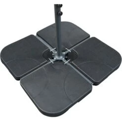 3m LED Banana Garden Parasol Sun Shade Patio Hanging Umbrella Cantilever With Base Cover Wine Red -Outdoor Furniture Store 99349610 4