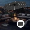 3m LED Banana Garden Parasol Sun Shade Patio Hanging Umbrella Cantilever With Base Cover Black