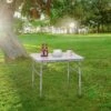 WOLTU Multifunctional Folding Camping Table. Garden Table. Balcony Table. Side Table For Garden. Terrace. Balcony Or Picnic In Aluminium And MDF. Cream -Outdoor Furniture Store 99696914 1