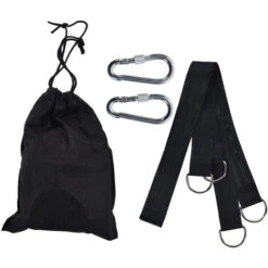 Outdoor Hammock Strap, Swing Hanging Strap Black Adjustable Heavy Duty With Carabiner For Patios For Garden