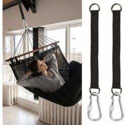 Swing Hanging Straps, 2 PCS Adjustable Tree Swing Straps With 2 PCS Zinc Alloy Carabiners Holds Up 1000 Lbs, Hammock Straps Kit For Tree Swing Seat, Hammock, Plank (Black, 25CM) 11 Swing Hanging Straps, 2 PCS Adjustable Tree Swing Straps With 2 PCS Zinc Alloy Carabiners Holds Up 1000 Lbs, Hammock Straps Kit For Tree Swing Seat, Hammock, Plank (Black, 25CM) -Outdoor Furniture Store 99833169 5