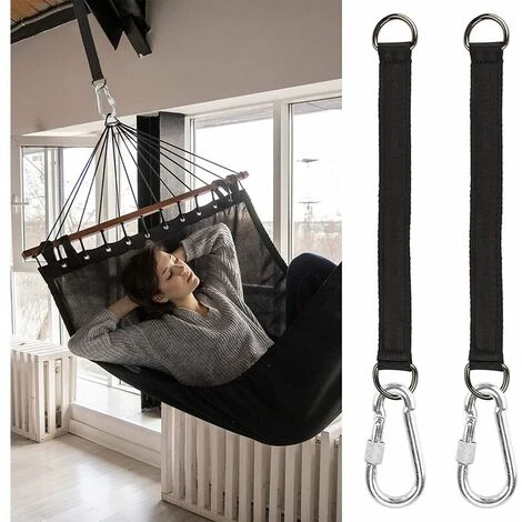 Swing Hanging Straps, 2 PCS Adjustable Tree Swing Straps With 2 PCS Zinc Alloy Carabiners Holds Up 1000 Lbs, Hammock Straps Kit For Tree Swing Seat, Hammock, Plank (Black, 25CM) 7 Swing Hanging Straps, 2 PCS Adjustable Tree Swing Straps With 2 PCS Zinc Alloy Carabiners Holds Up 1000 Lbs, Hammock Straps Kit For Tree Swing Seat, Hammock, Plank (Black, 25CM) - Image 5